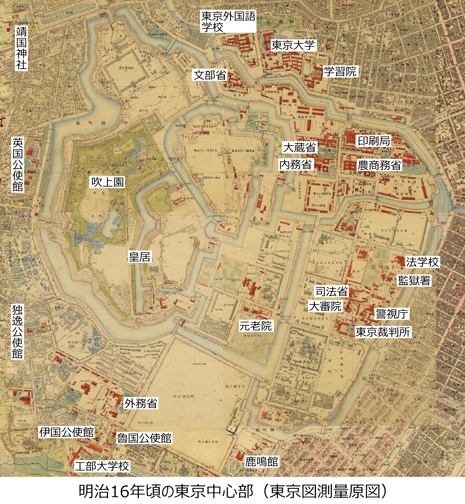 東京図測量原図の作成範囲
