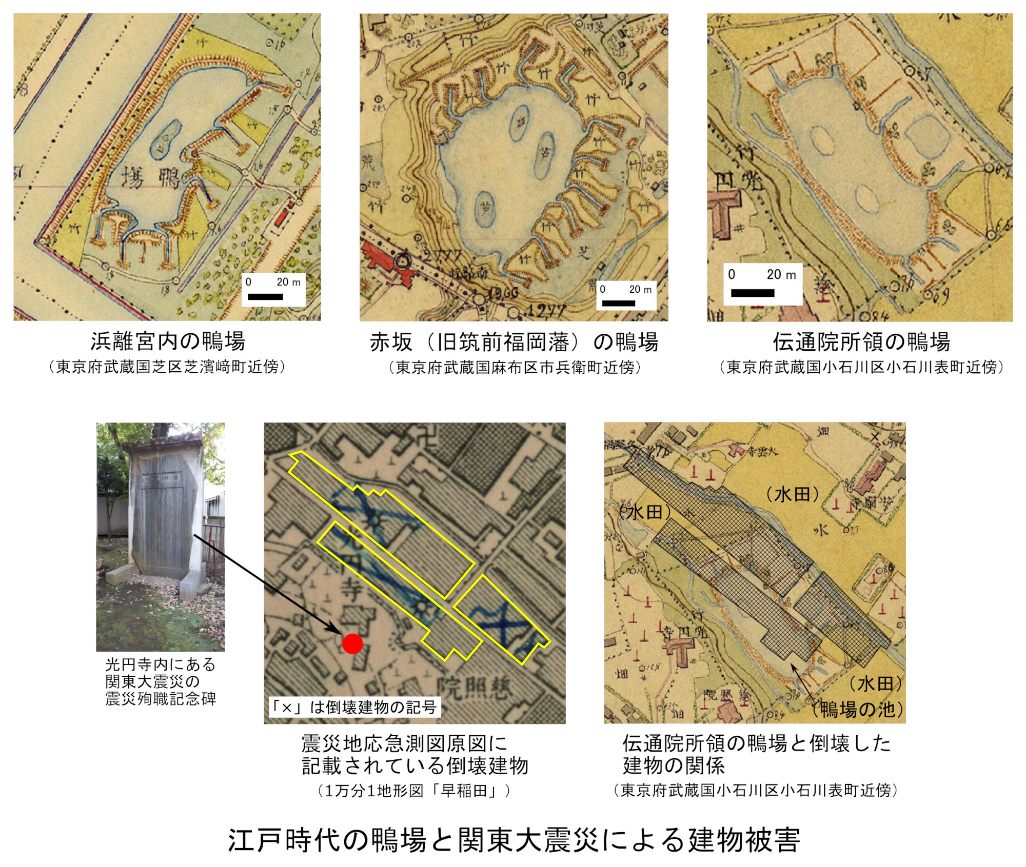 江戸時代の鴨場と関東大震災による建物被害