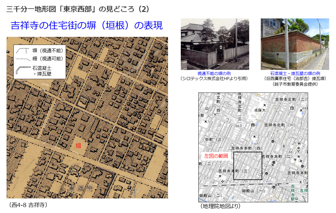 吉祥寺の住宅街の塀（垣根）の表現