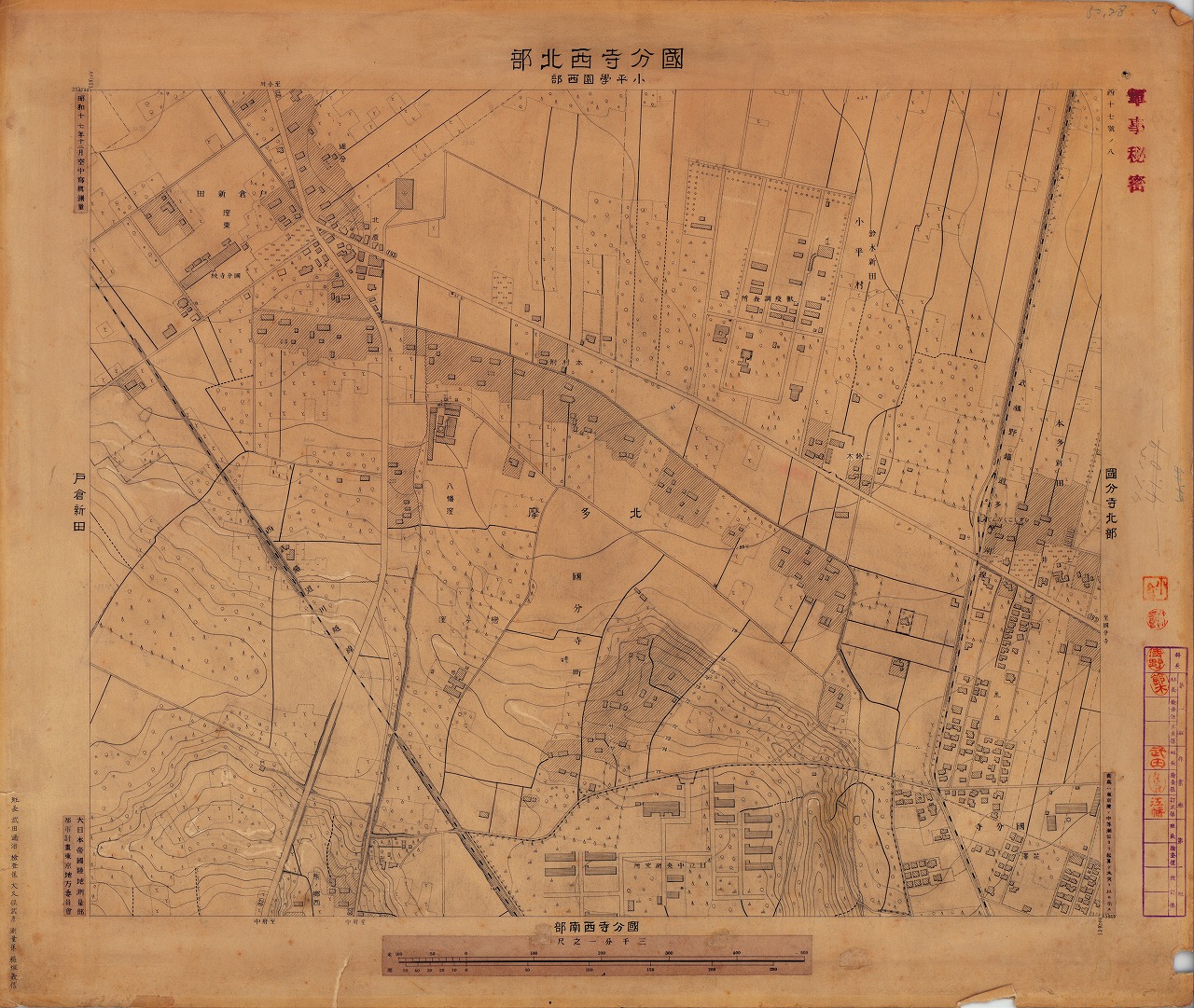 三千分一地形図「東京西部」西17-8 国分寺西北部（原図）