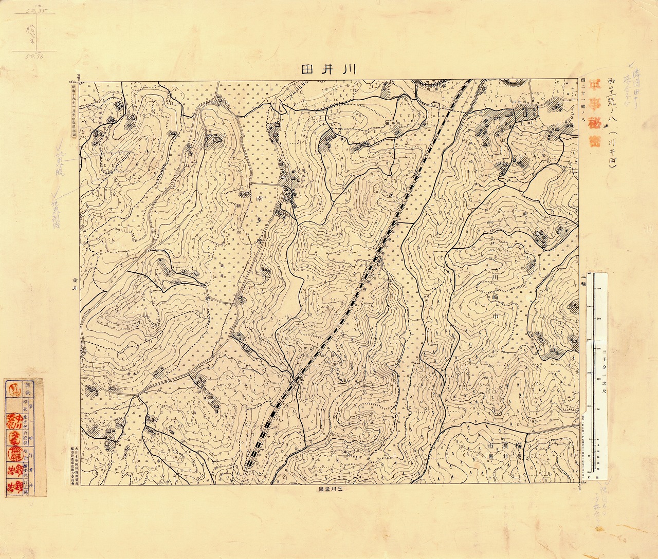 三千分一地形図「東京西部」西21-8 川井田(原図)