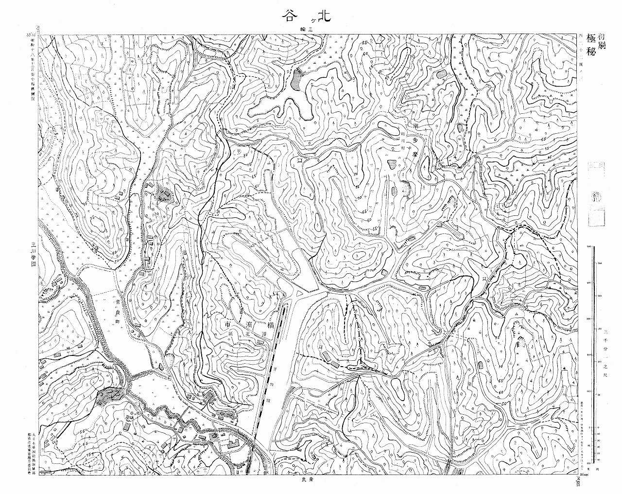 三千分一地形図「東京西部」西22-3 北ヶ谷(印刷図)