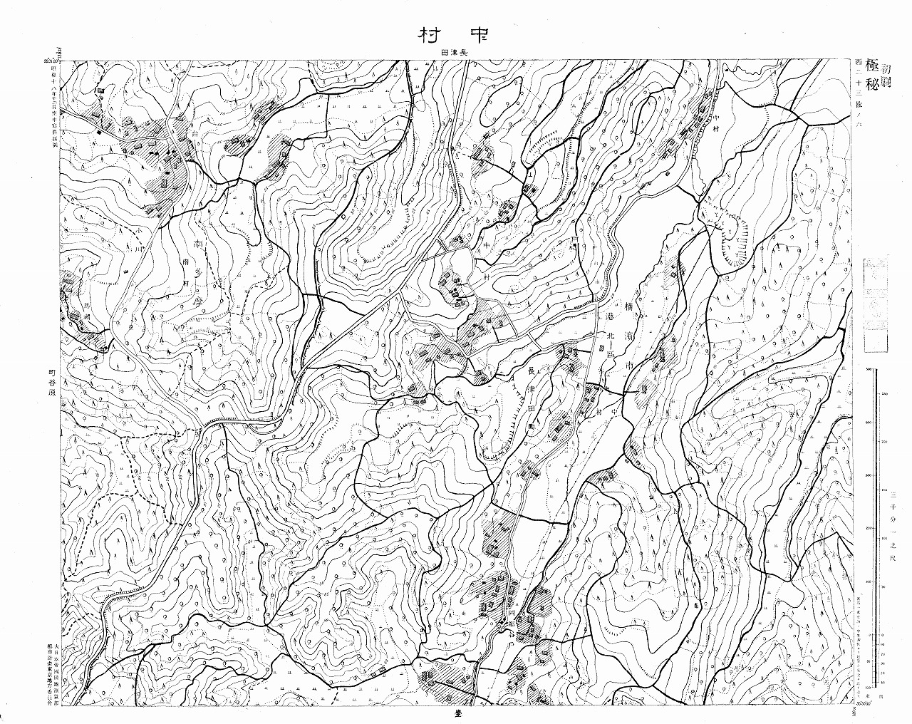 三千分一地形図「東京西部」西23-6 中村（印刷図）