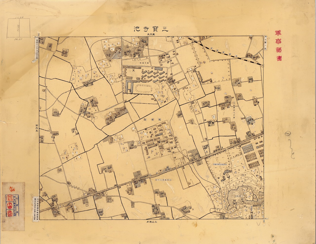 三千分一地形図「東京西部」西3-9 三宝寺池(原図)