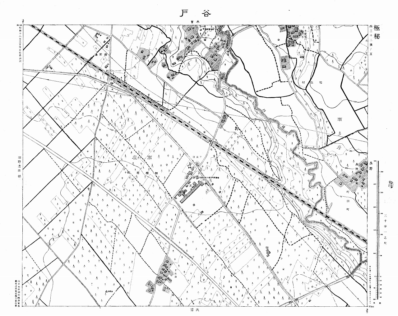 三千分一地形図「東京西部」西32-5 谷戸（印刷図）