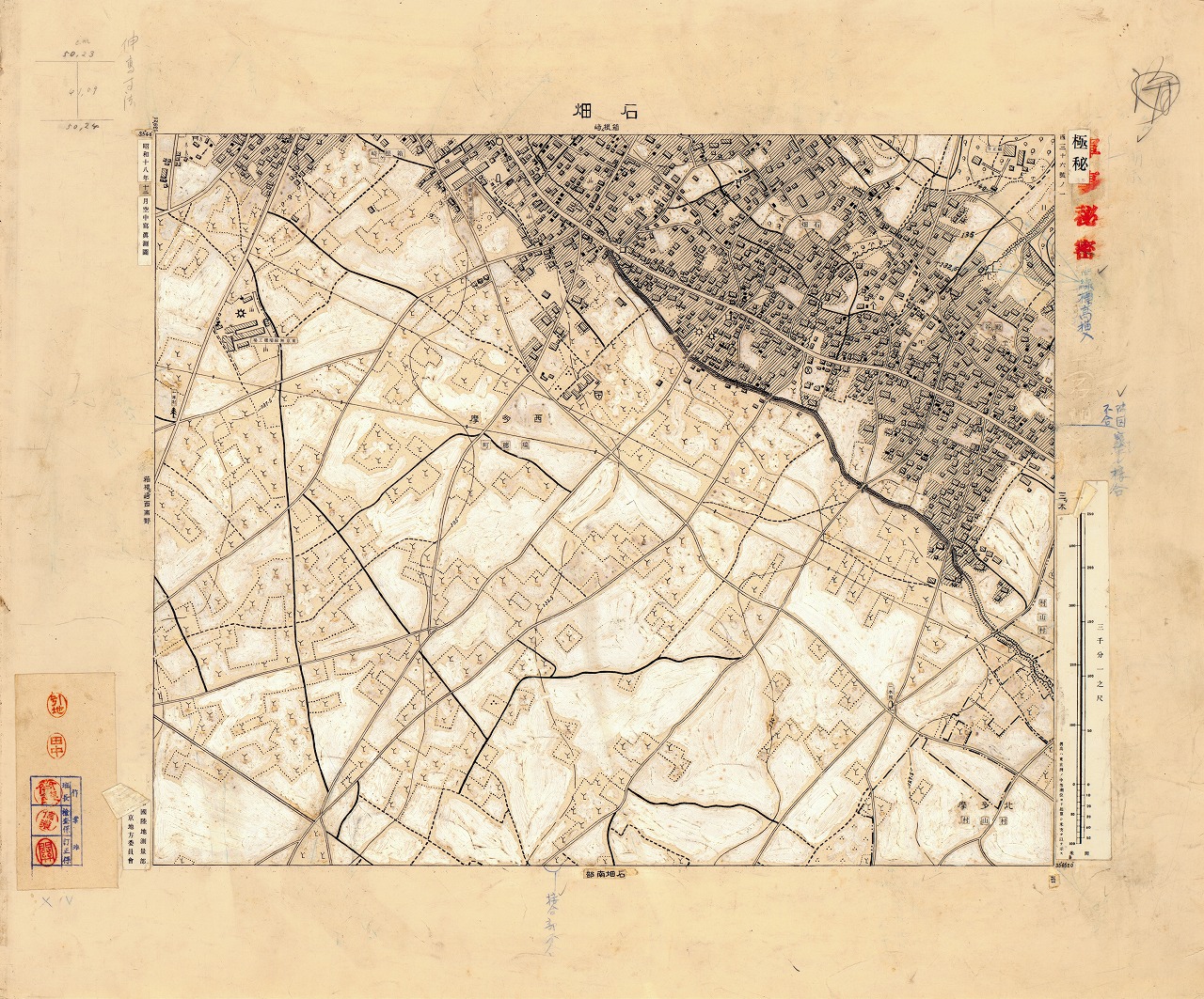 三千分一地形図「東京西部」西36-1 石畑（原図）
