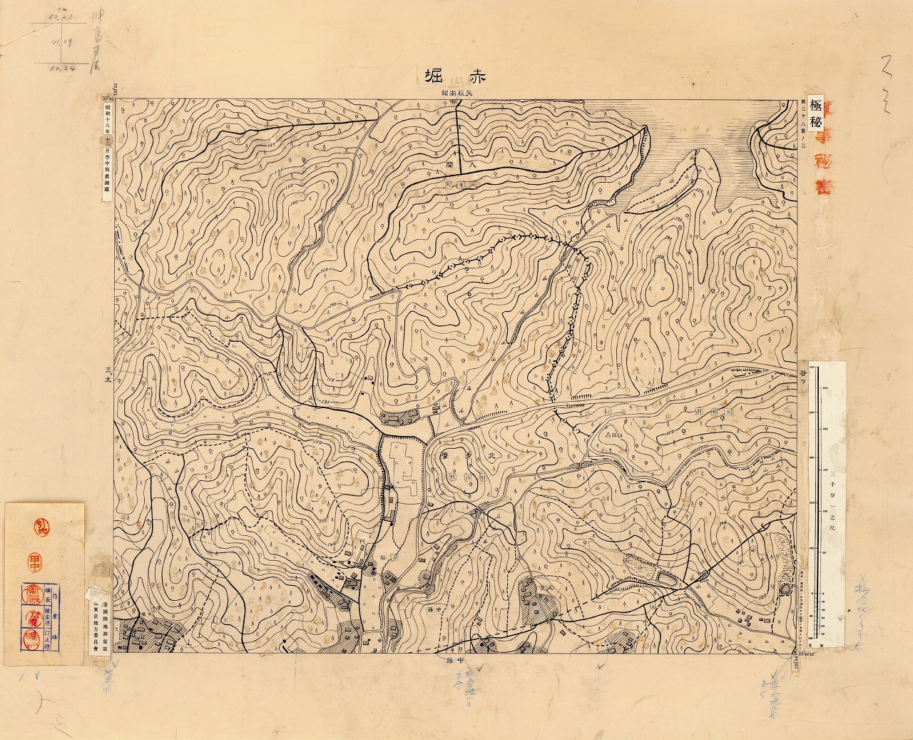 三千分一地形図「東京西部」西36-3 赤堀（原図）