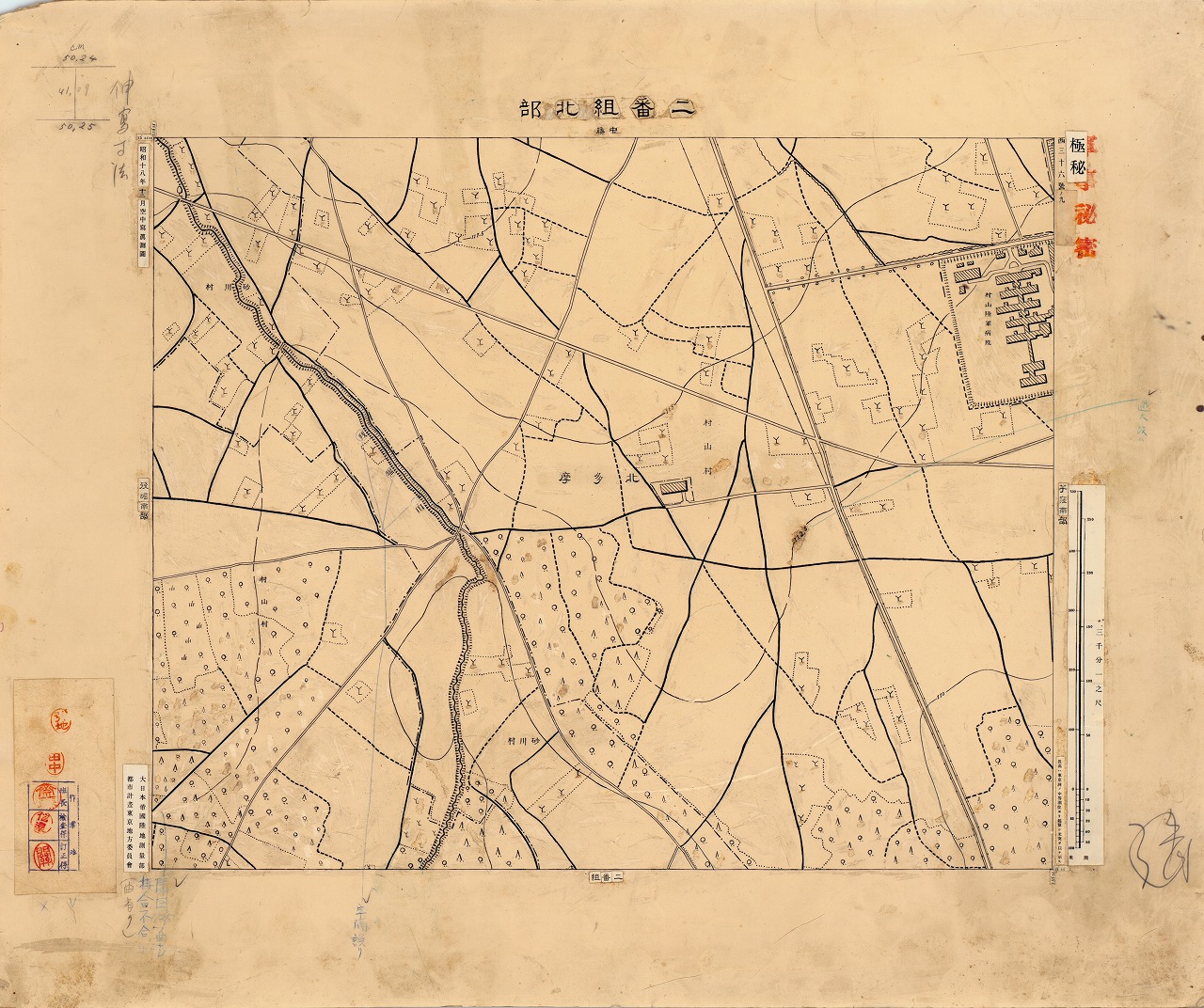 三千分一地形図「東京西部」西36-9 二番組北部(原図)
