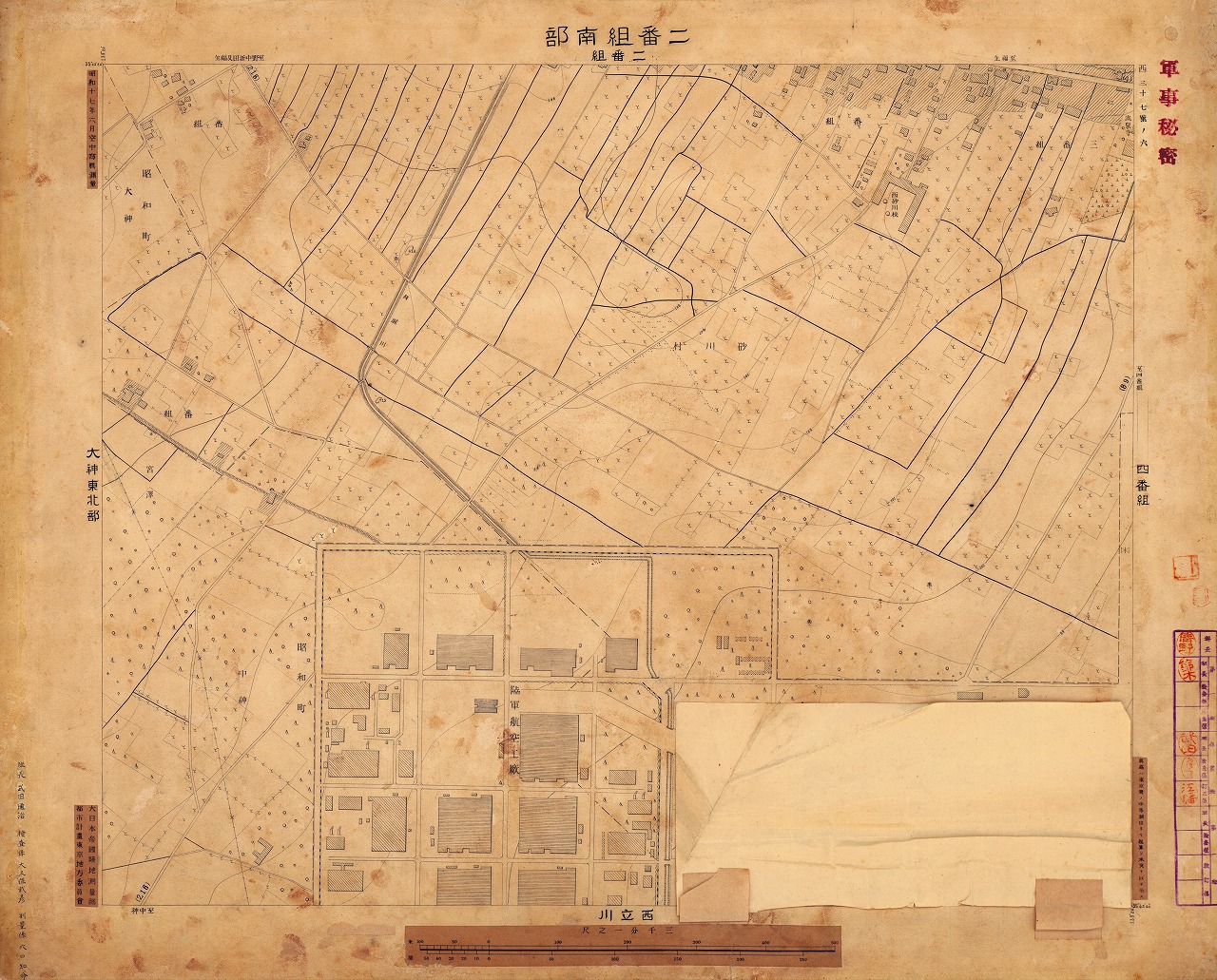 三千分一地形図「東京西部」西37-6 二番組南部(原図)