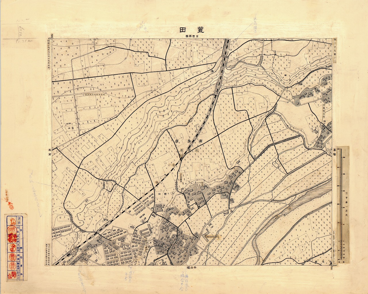 三千分一地形図「東京西部」西39-3 豊田（原図）