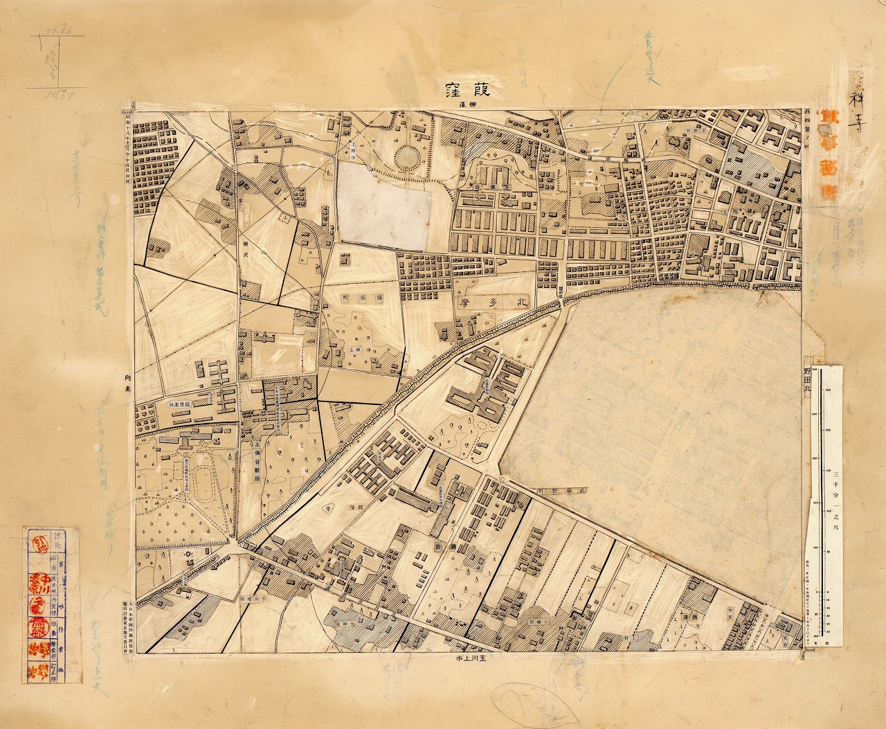 三千分一地形図「東京西部」西4-4 葭窪（原図）