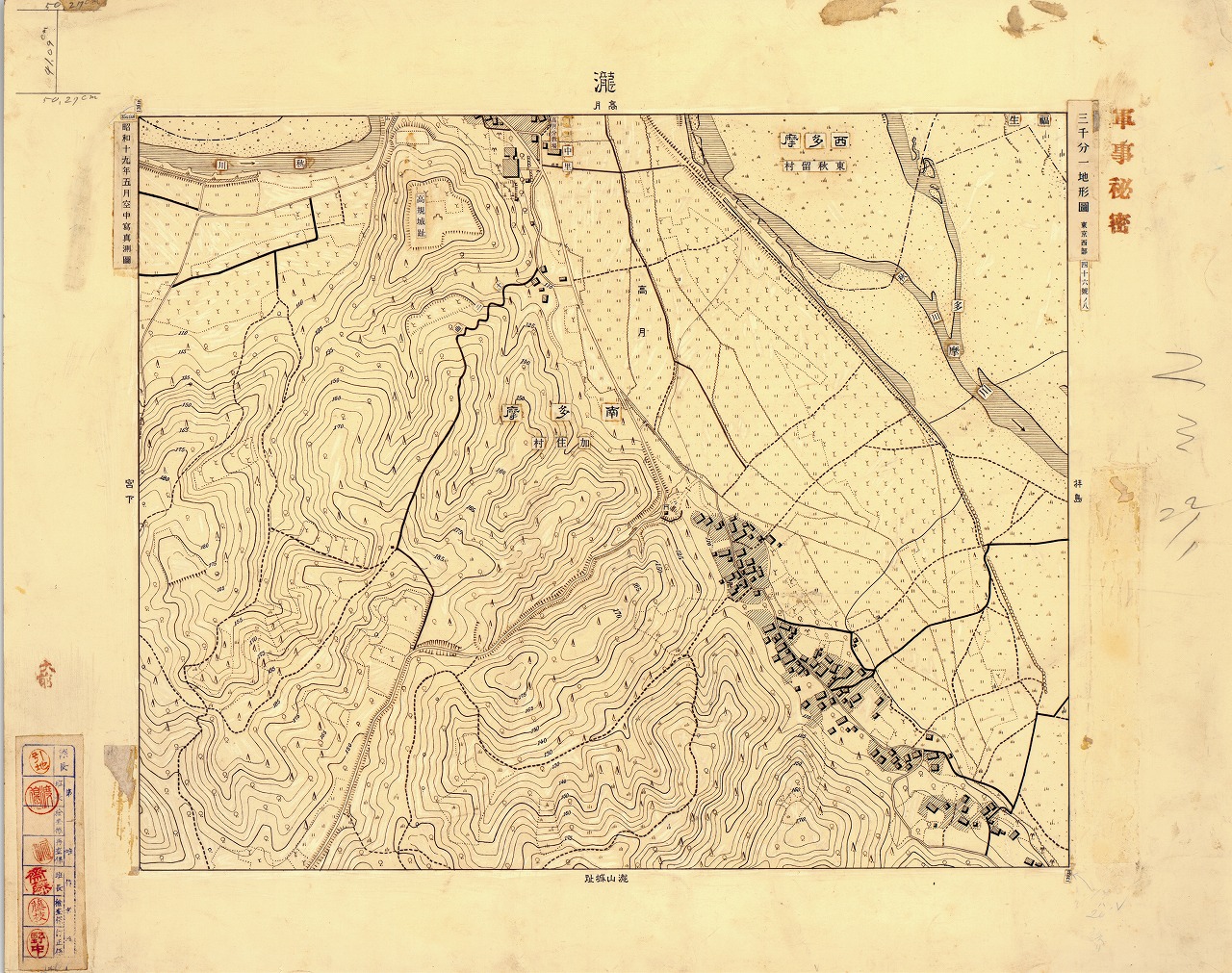 三千分一地形図「東京西部」西46-8 滝（原図）