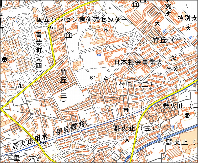 「西10-1 野火止」と同じ範囲の現在の地図