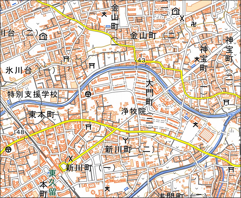 「西10-3 東久留米駅」と同じ範囲の現在の地図