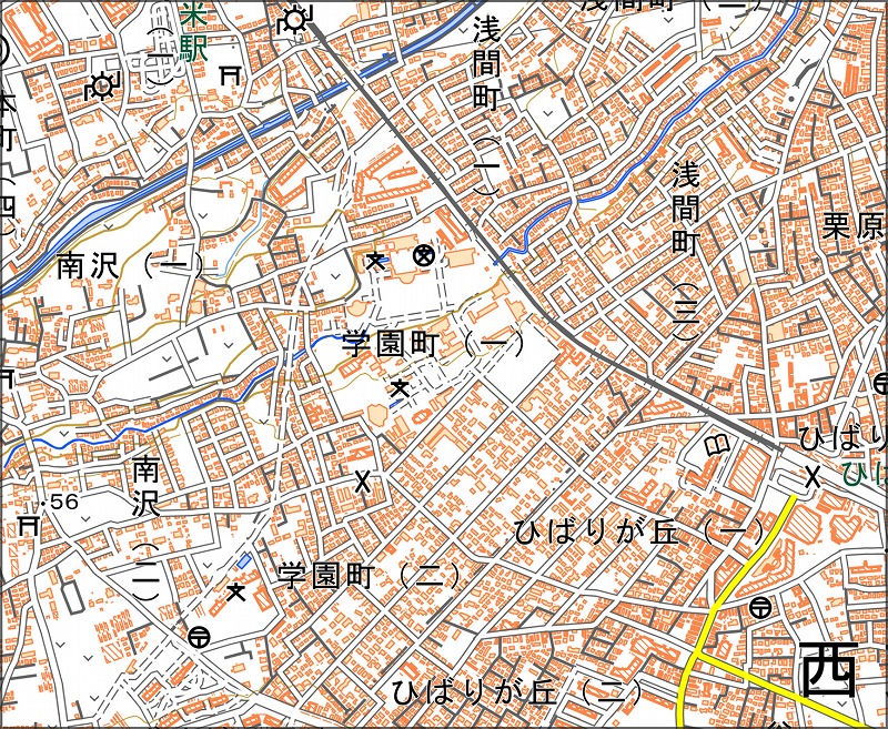「西10-6 南沢」と同じ範囲の現在の地図