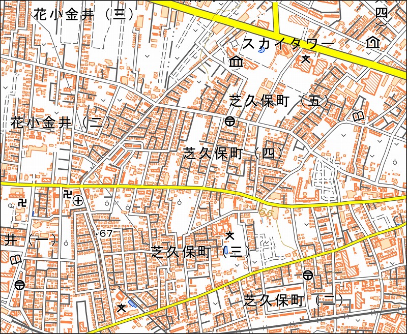 「西11-2 芝久保」と同じ範囲の現在の地図