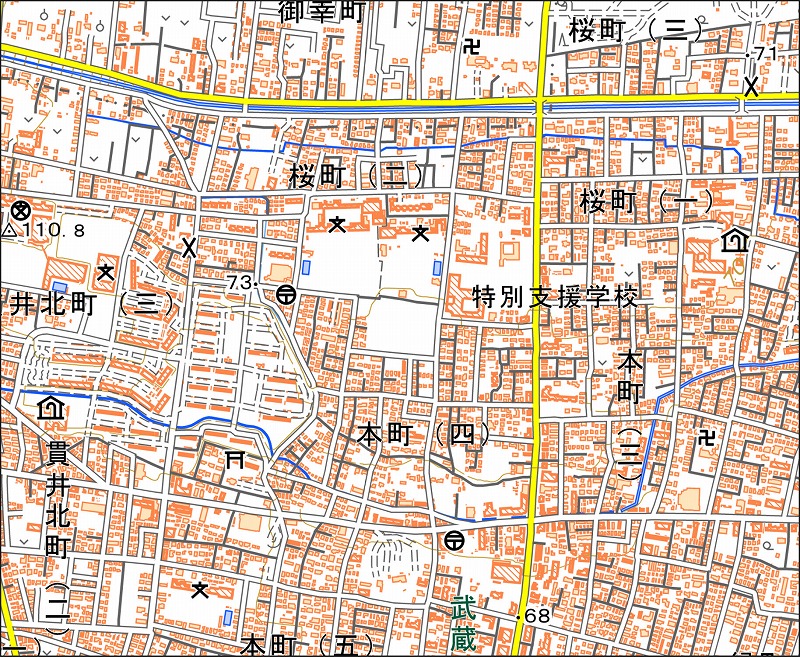 「西11-7 小金井北部」と同じ範囲の現在の地図