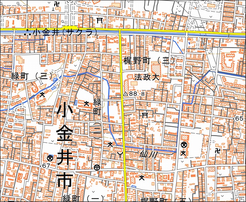 「西11-8 小金井東北部」と同じ範囲の現在の地図