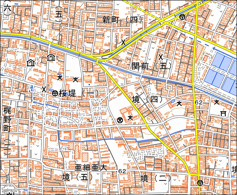 「西11-9 境北部」と同じ範囲の現在の地図