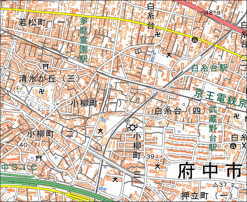 「西13-1 多磨」と同じ範囲の現在の地図