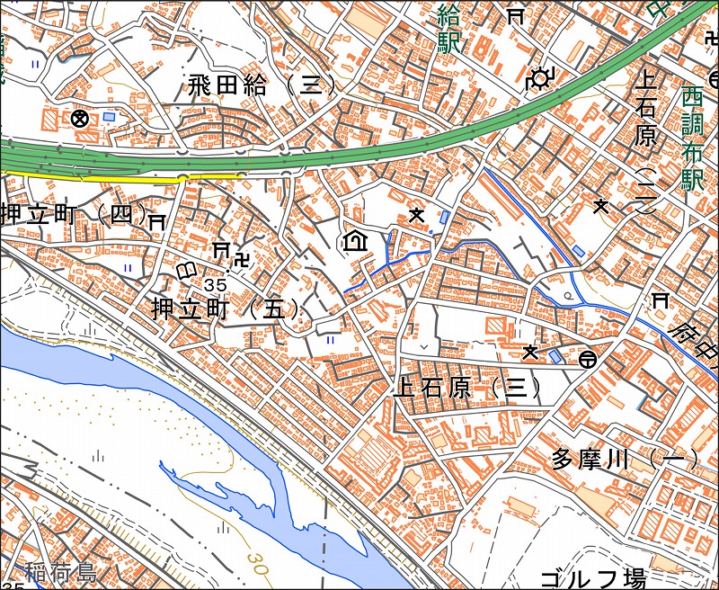 「西13-5 押立」と同じ範囲の現在の地図