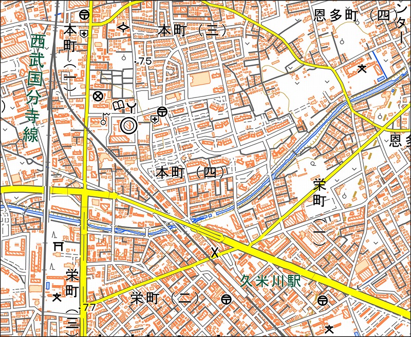 「西16-5 久米川駅」と同じ範囲の現在の地図