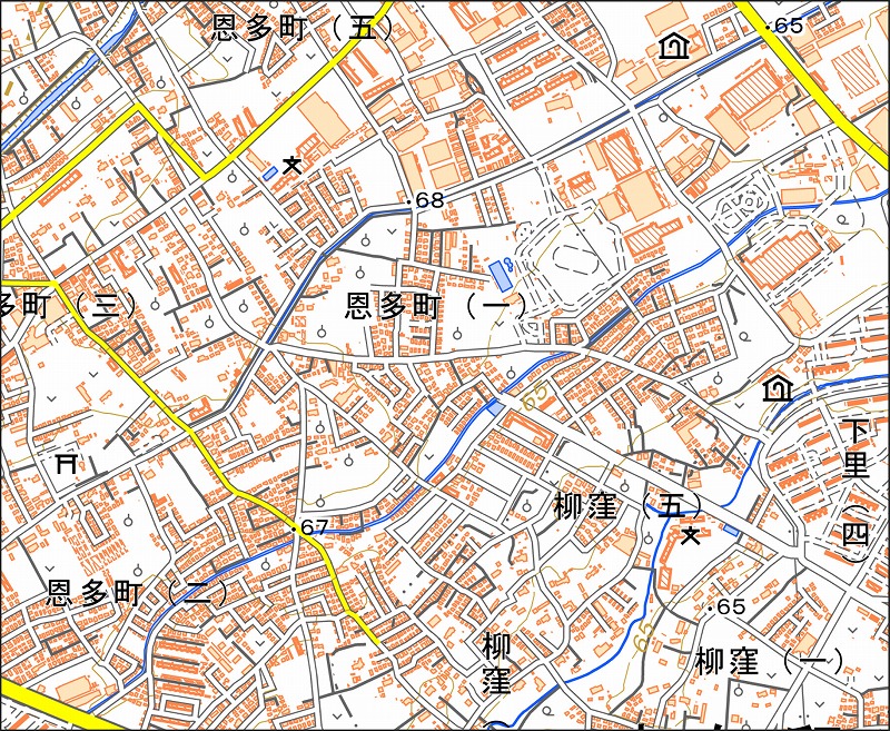 「西16-6 柳窪」と同じ範囲の現在の地図