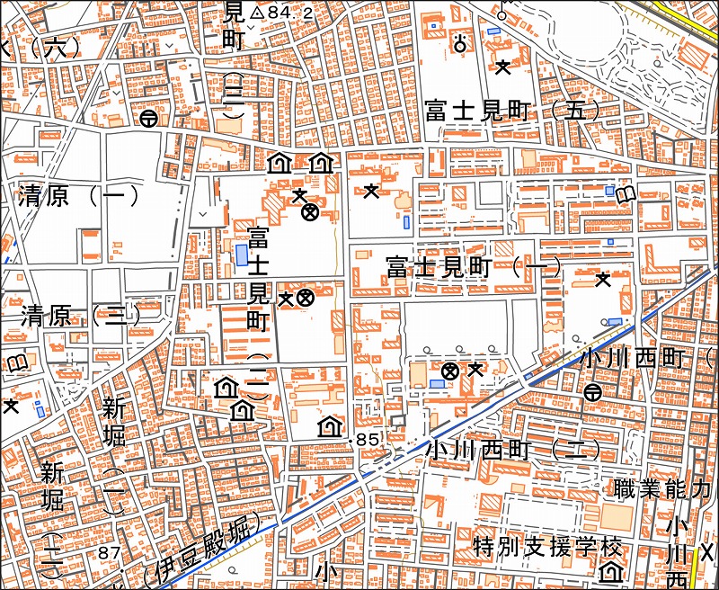 「西16-7 国民勤労訓練所」と同じ範囲の現在の地図
