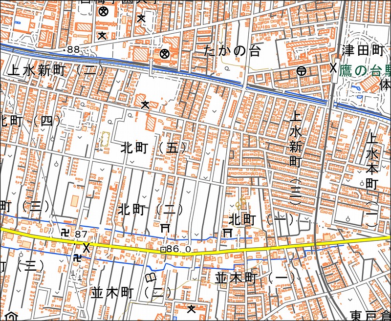 「西17-4 野中新田」と同じ範囲の現在の地図
