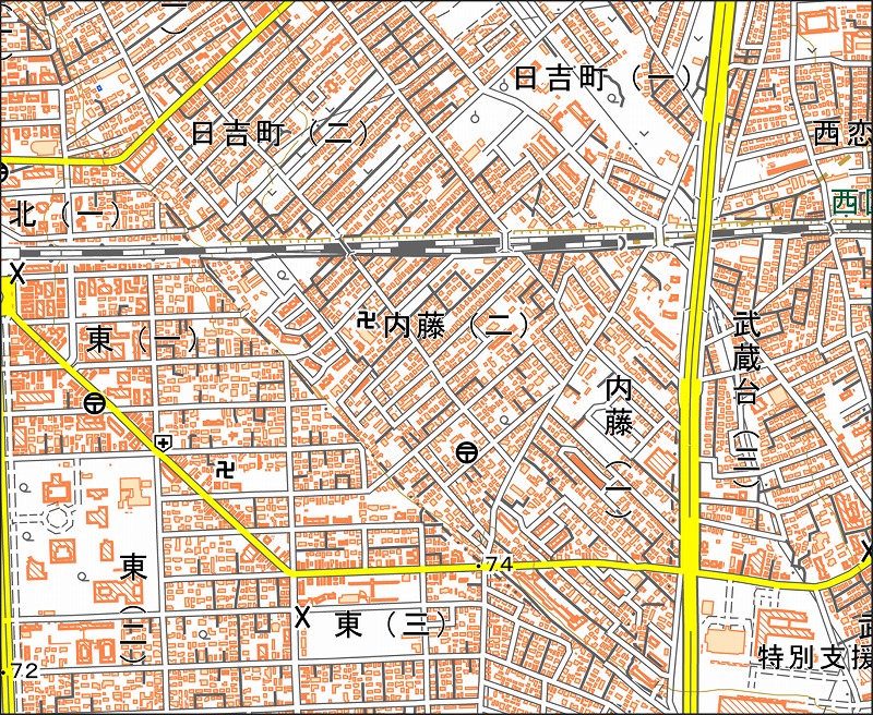 「西18-1 国立東部」と同じ範囲の現在の地図