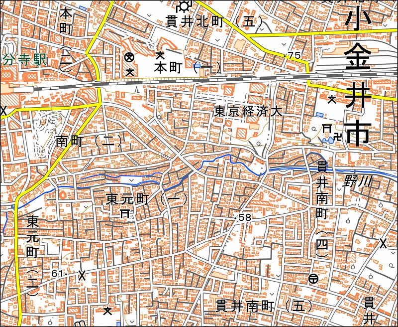 「西18-3 国分寺」と同じ範囲の現在の地図