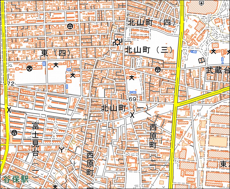 「西18-4 谷保東部」と同じ範囲の現在の地図