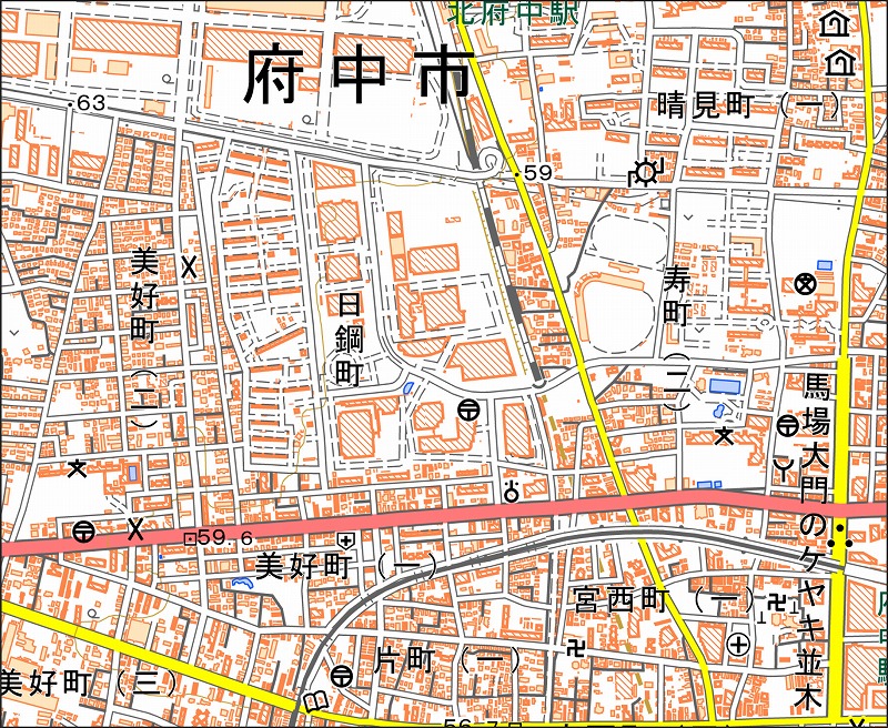 「西18-8 府中西北部」と同じ範囲の現在の地図