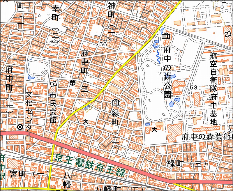 「西18-9 府中東北部」と同じ範囲の現在の地図