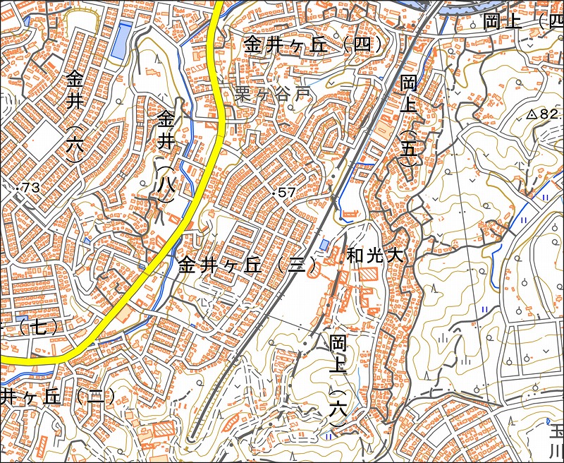 「西21-8 川井田」と同じ範囲の現在の地図