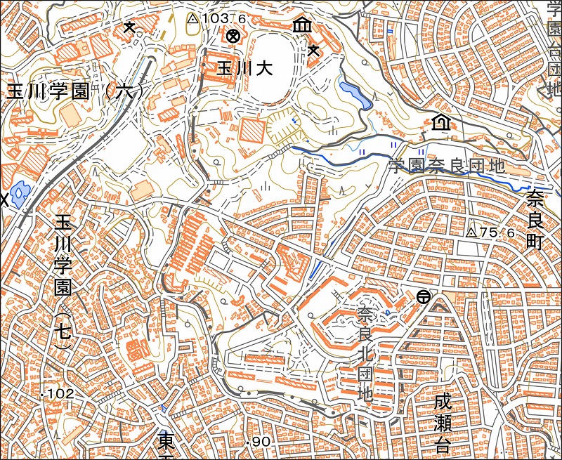 「西22-2 玉川学園」と同じ範囲の現在の地図