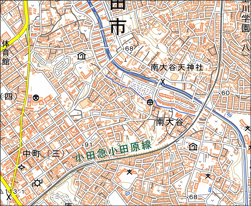 「西22-4 南大谷」と同じ範囲の現在の地図