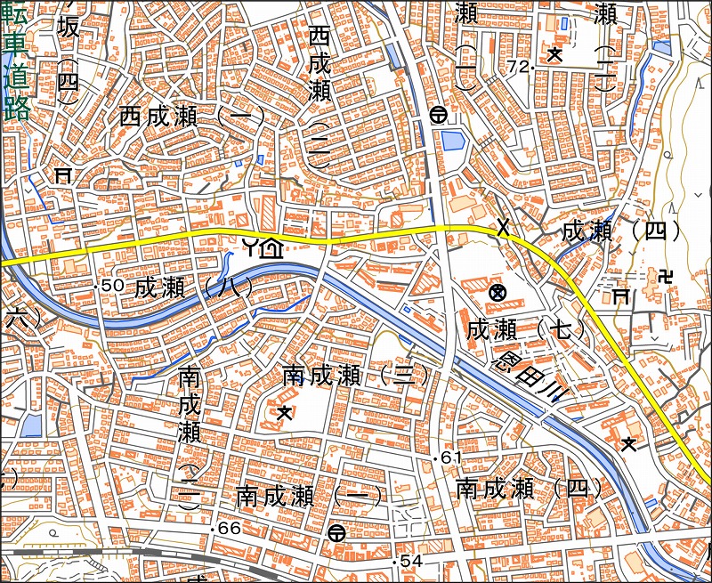 「西22-8 成瀬」と同じ範囲の現在の地図