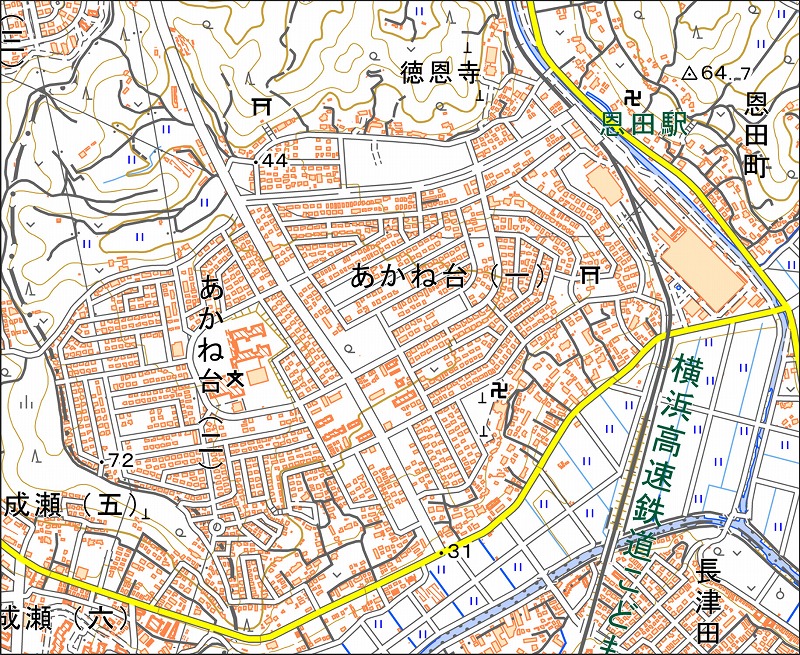 「西22-9 恩田」と同じ範囲の現在の地図