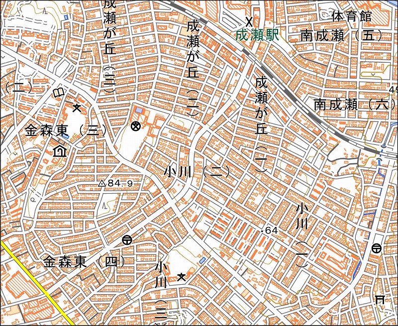 「西23-2 下小川」と同じ範囲の現在の地図