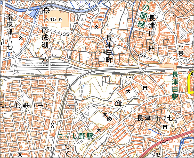 「西23-3 長津田」と同じ範囲の現在の地図
