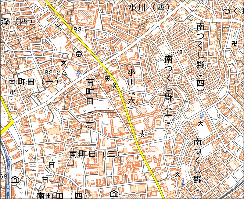 「西23-5 町谷原」と同じ範囲の現在の地図