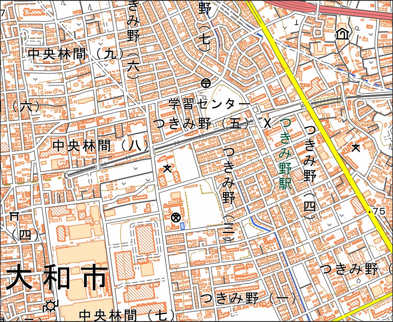 「西23-7 内山新開」と同じ範囲の現在の地図