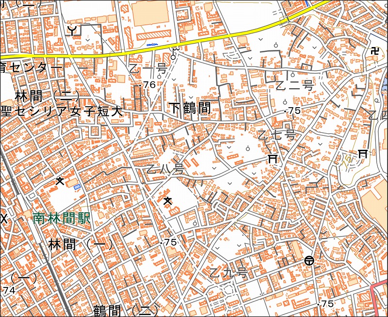 「西24-1 下鶴間」と同じ範囲の現在の地図