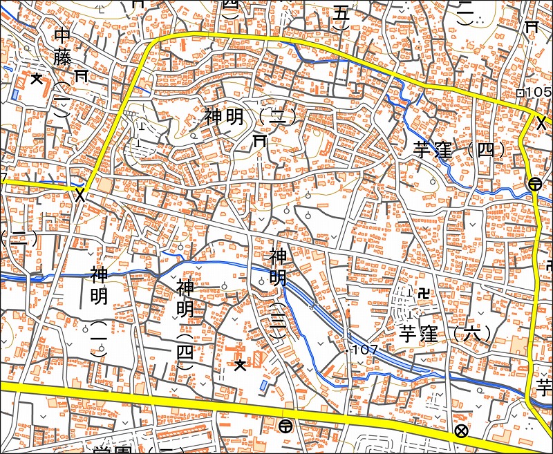 「西26-4 芋窪」と同じ範囲の現在の地図