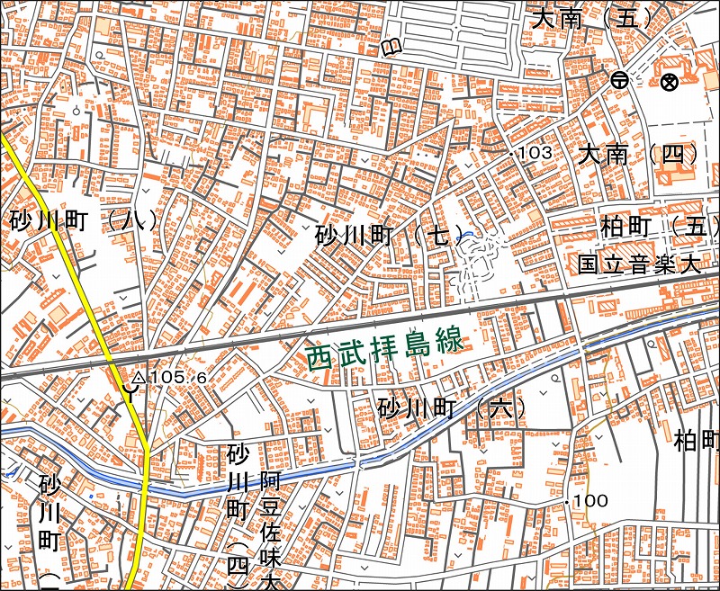 「西27-1 四番組北」と同じ範囲の現在の地図