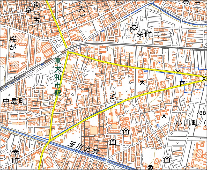 「西27-3 上宿」と同じ範囲の現在の地図