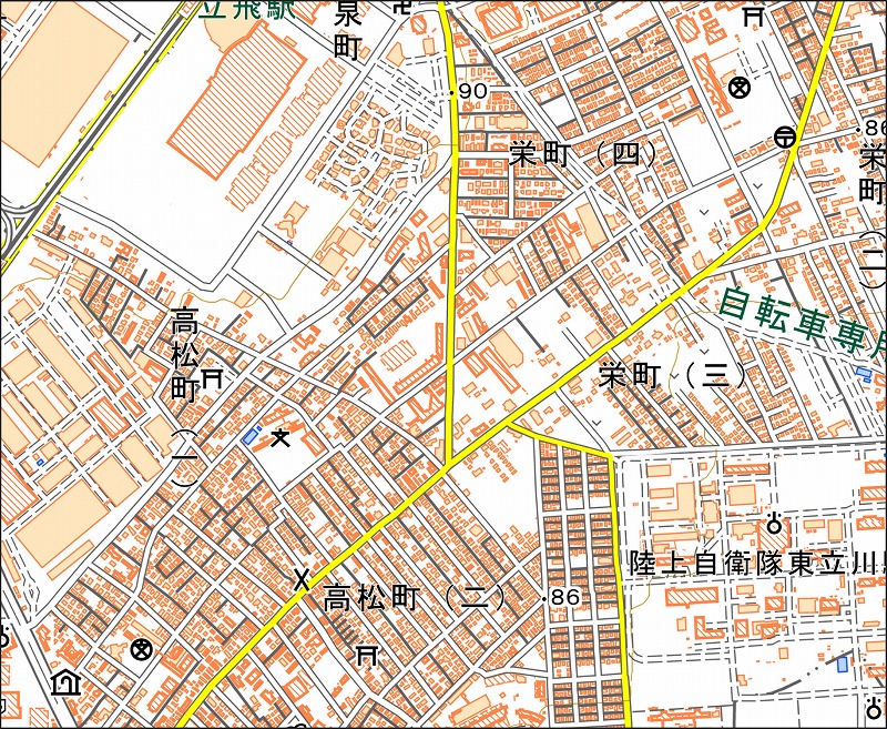 「西27-8 北立川」と同じ範囲の現在の地図