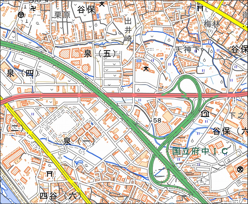 「西28-9 谷保南部」と同じ範囲の現在の地図