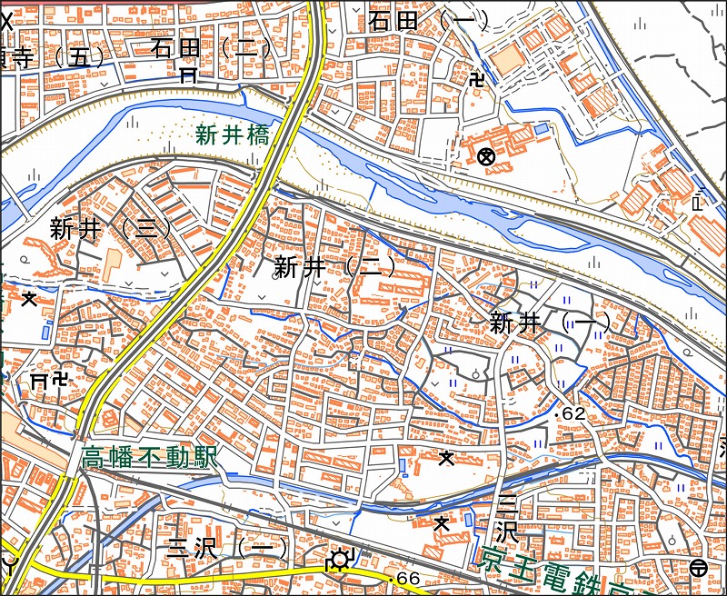 「西29-2 万願寺南部」と同じ範囲の現在の地図